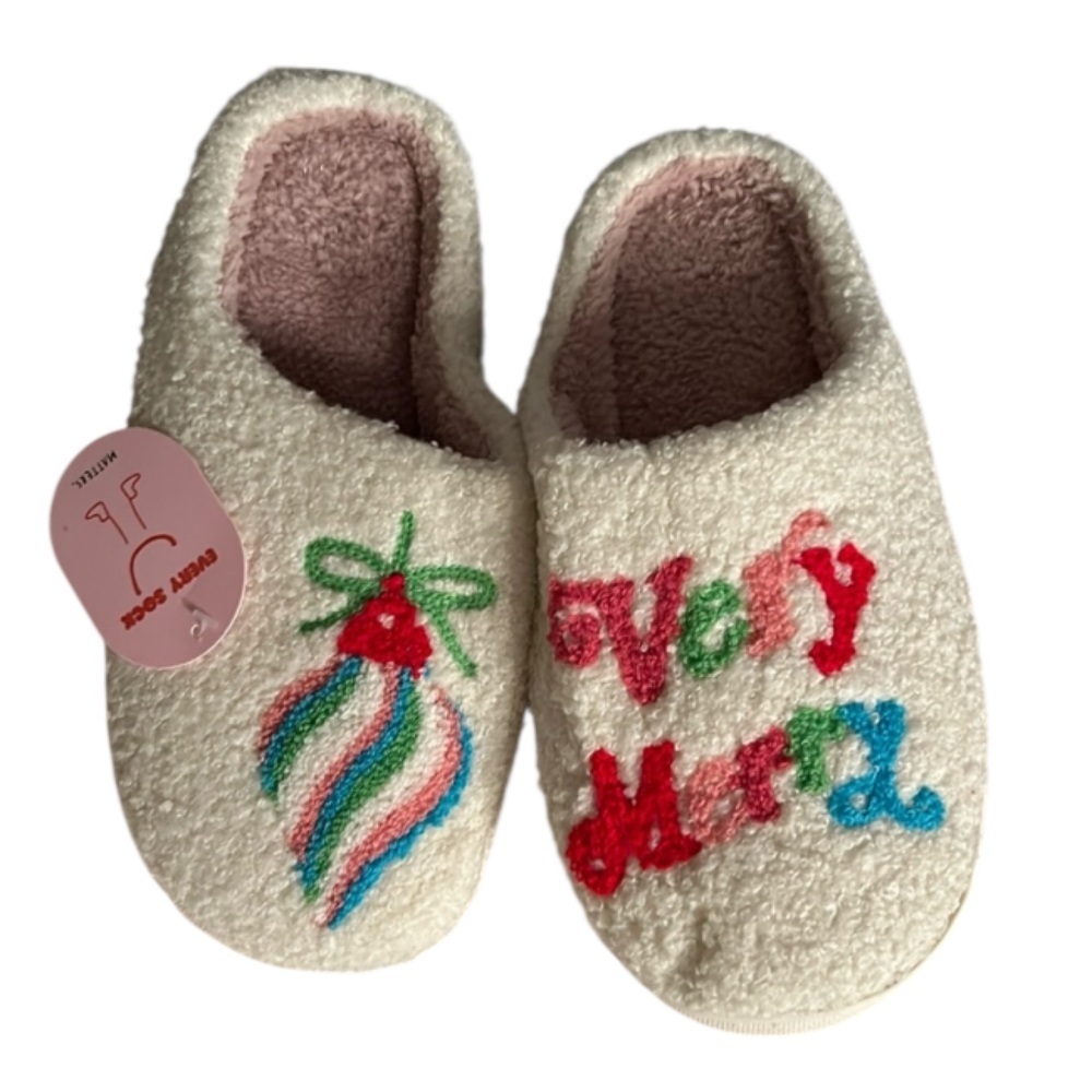 82. Very Merry & Cozy‎ holiday slippers.